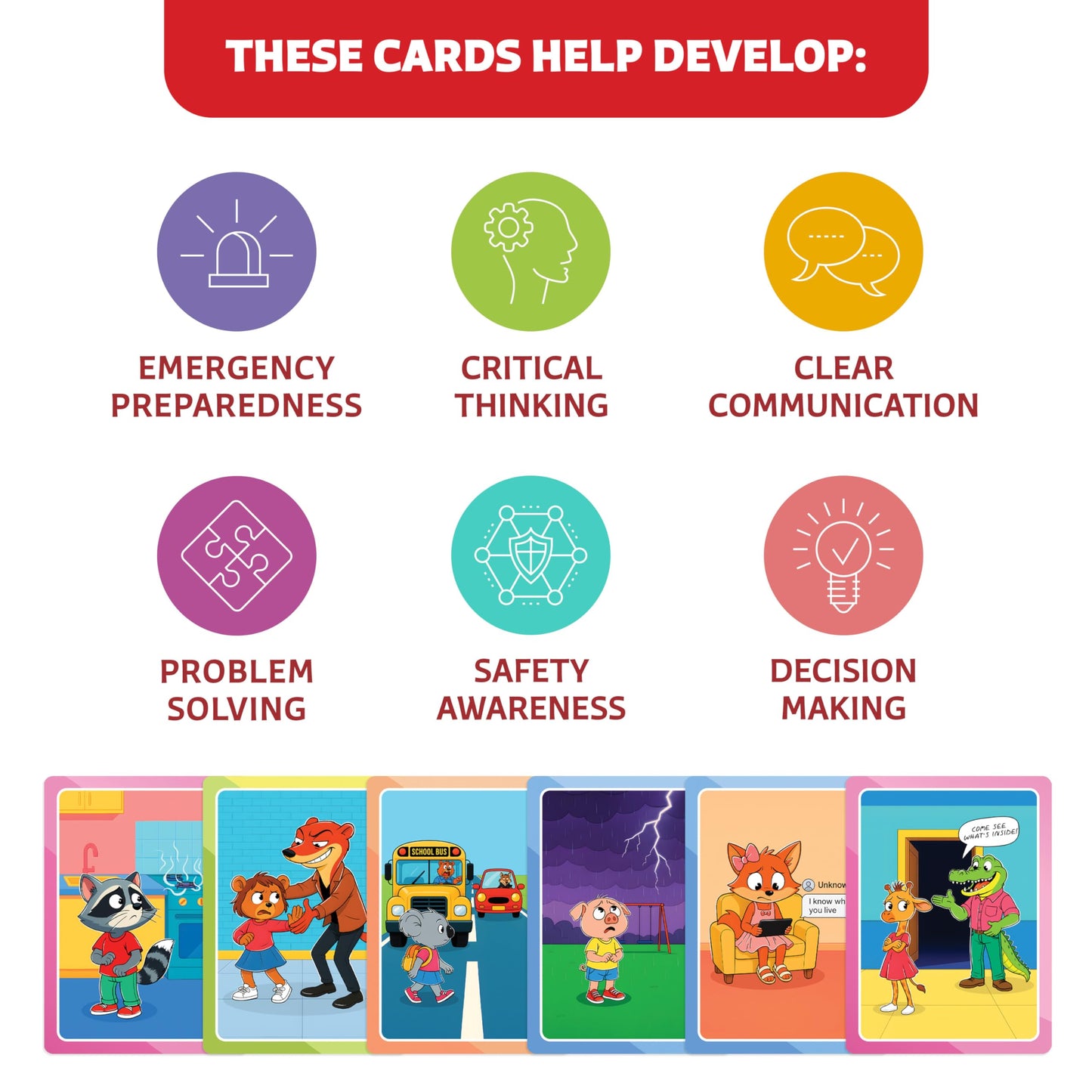 Who What Why Safety Conversation Cards for Kids, SEL Game, Ages 4+