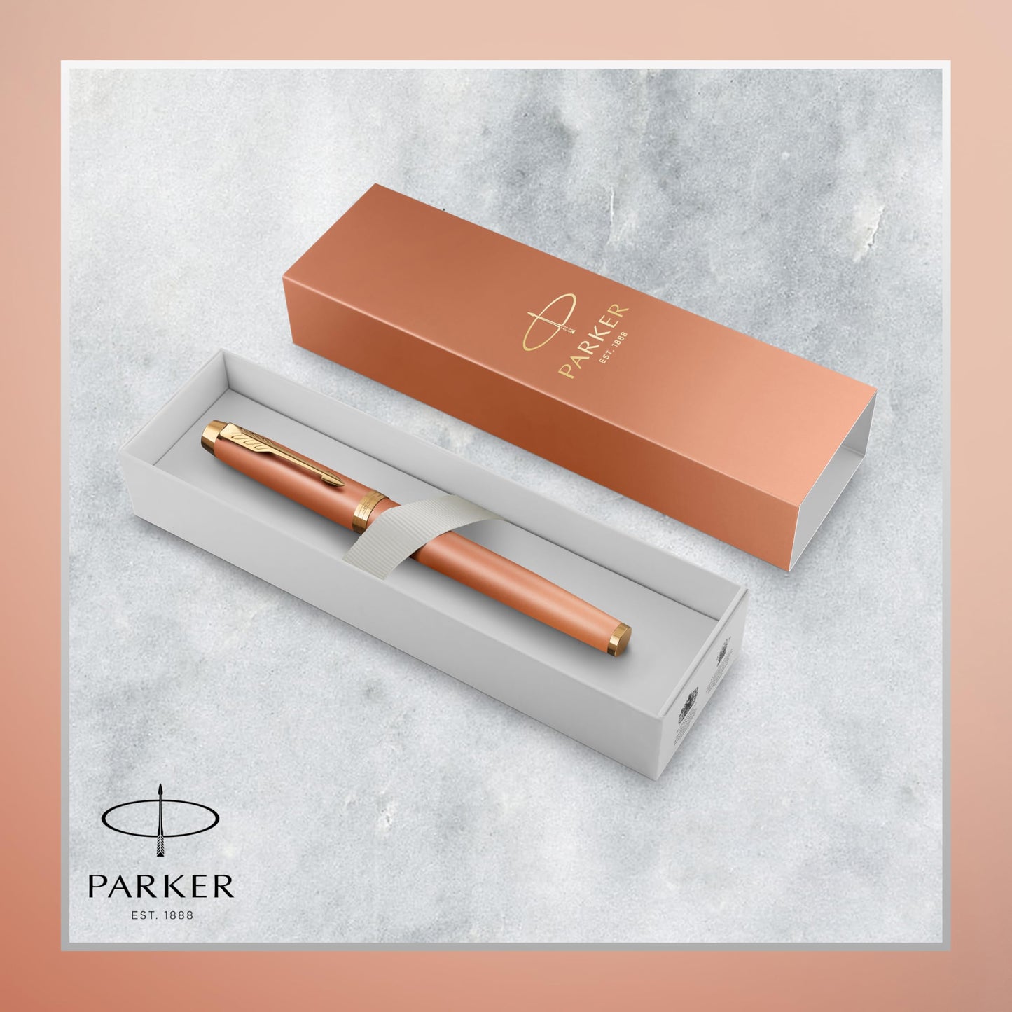 PARKER IM Writing Rituals Fountain Pen, Vibrant Orange Case with Colour Gradient and Gold Trims