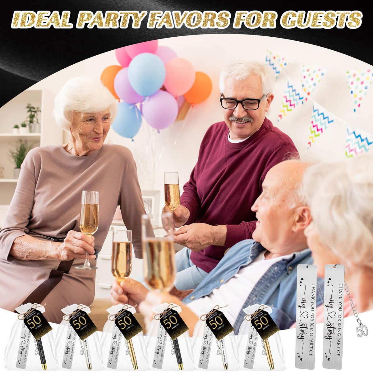 Sinload 25 Sets Birthday Favors for Guests 25 Thanks for Coming Ballpoint Pens 25 Metal Bookmarks