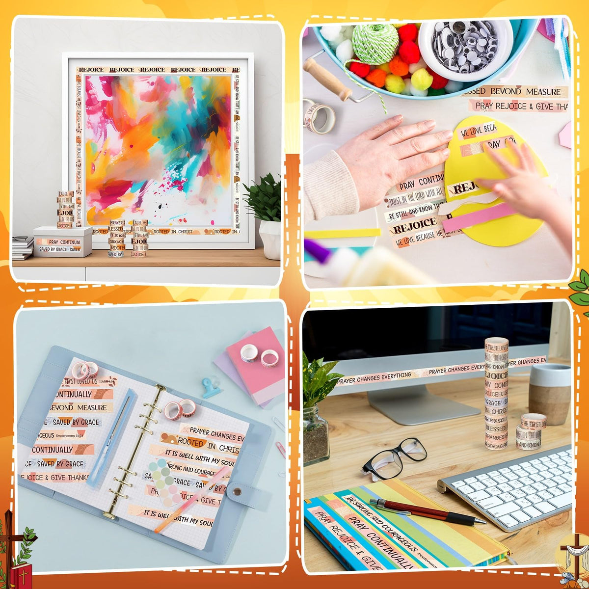 Janlaugh 24 Rolls Christian Washi Tape Gifts, Boho Faith Religious