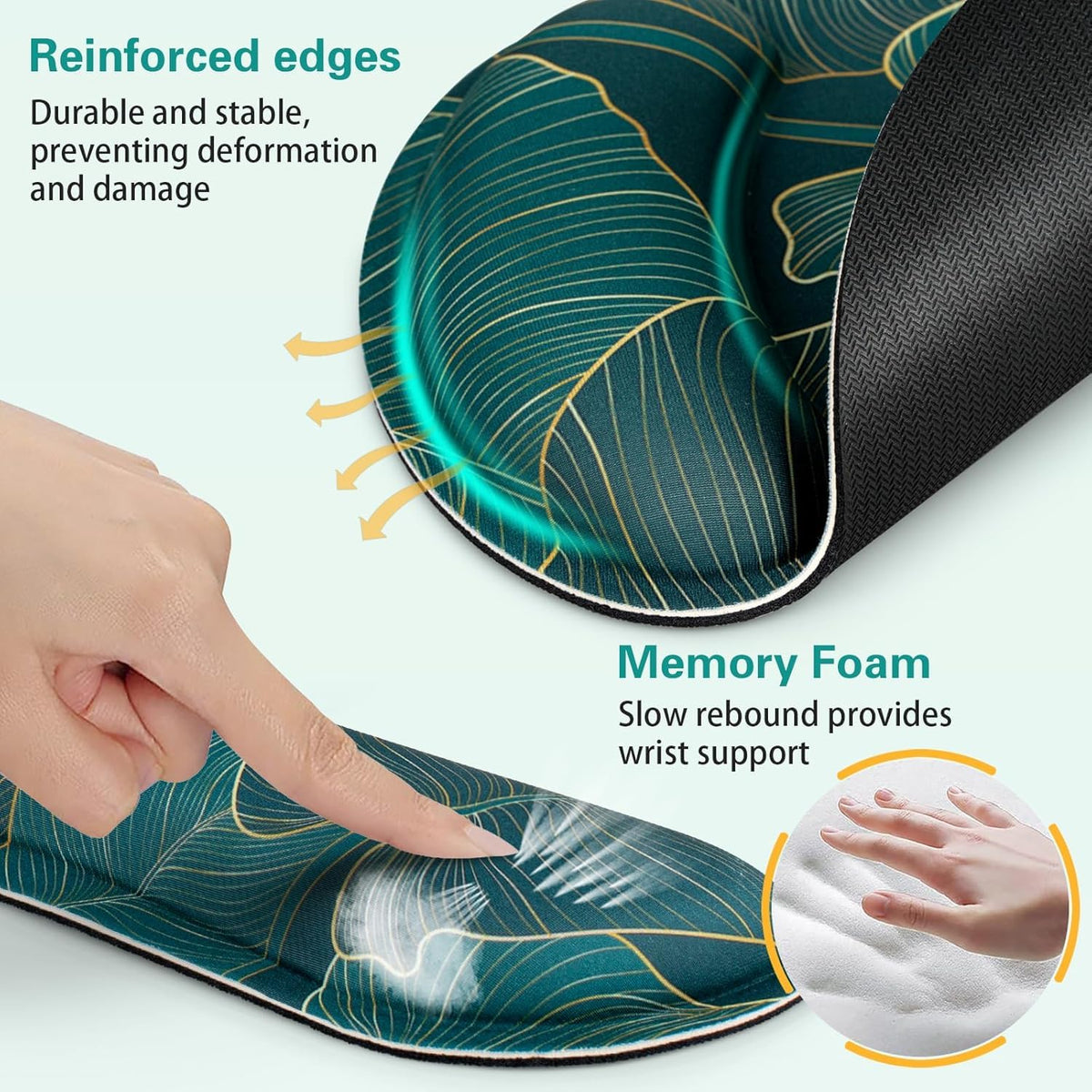 Mouse Pad with Wrist Rest Set, 3-in-1 Wrist Support Mousepad