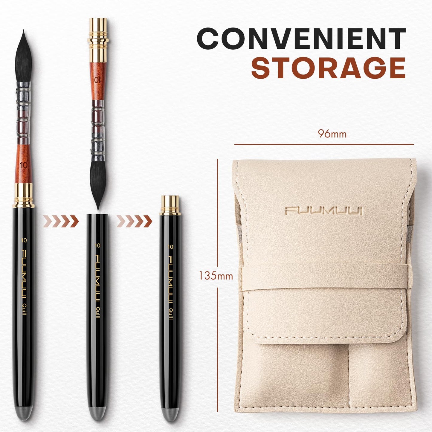 Travel Watercolor Brushes, Fuumuui Professional 6pcs Natural Soft Squirrel Hair Watercolor Travel