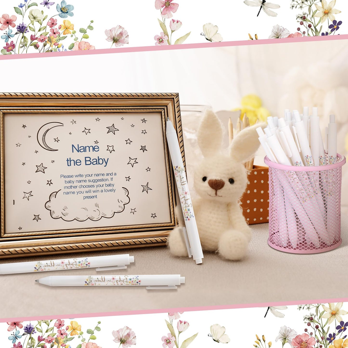 Kisston 60 Pcs Wildflower Baby Shower Pens, Gifts Party Favors Bulk
