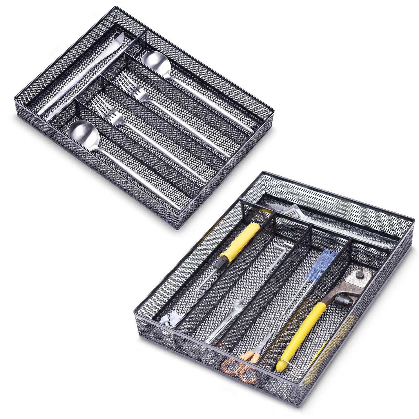 WuGeShop Office Desk Drawer Organizer, 5 Compartments Mesh Drawer Organizer Tray for Storage Art