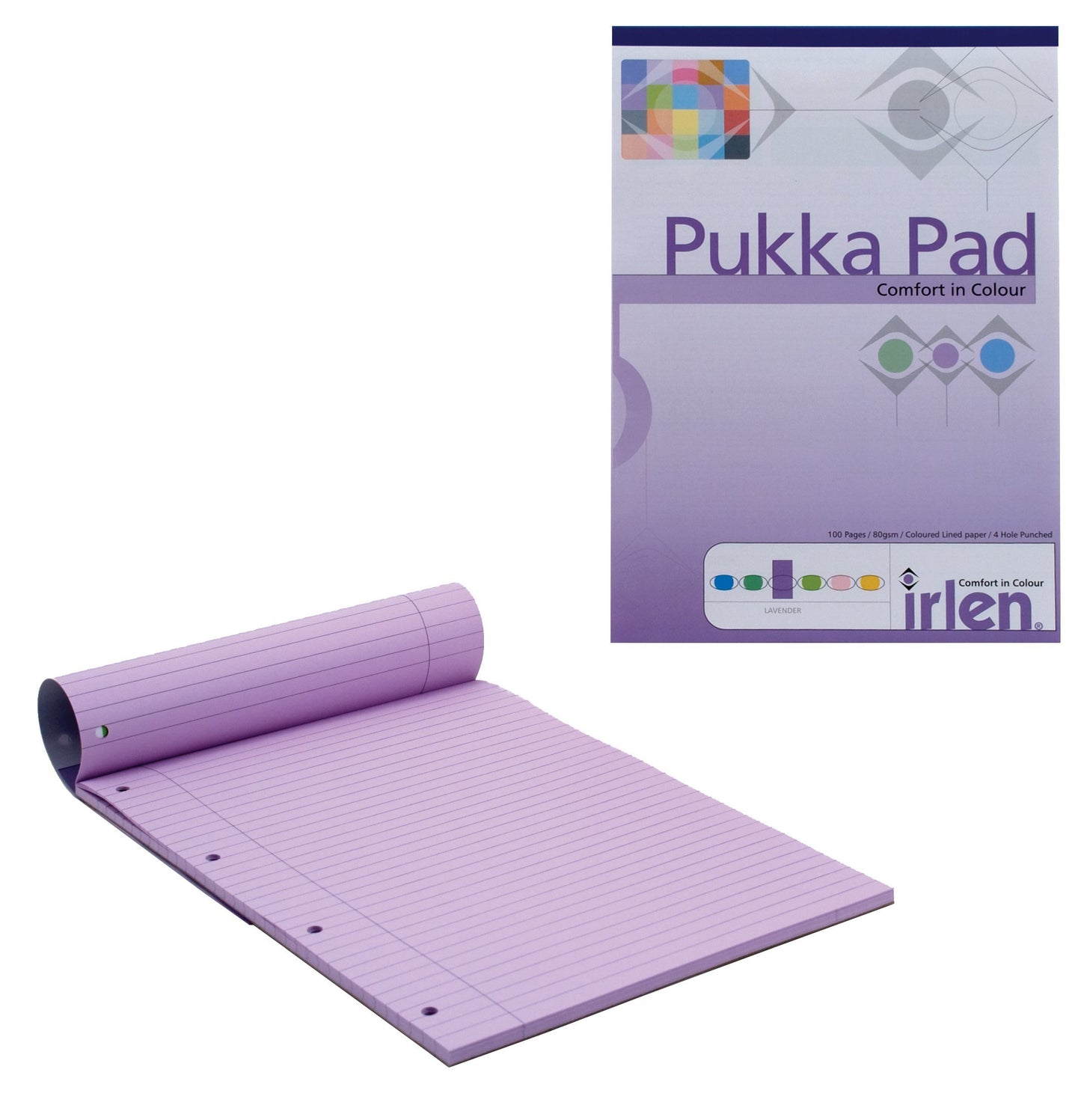 Pukka Dyslexia Pad A4 80gsm Ruled with Margin 100 Pages 50 Sheets, Color: Lavender