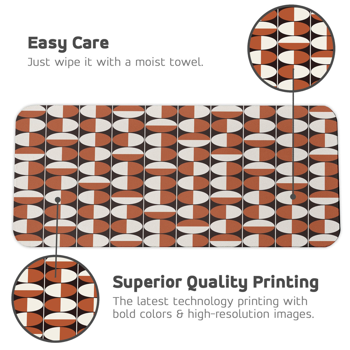 Ambesonne Mid Century Computer Mouse Pad, Repeating Bicolor Circles in Vertical Order with Varying