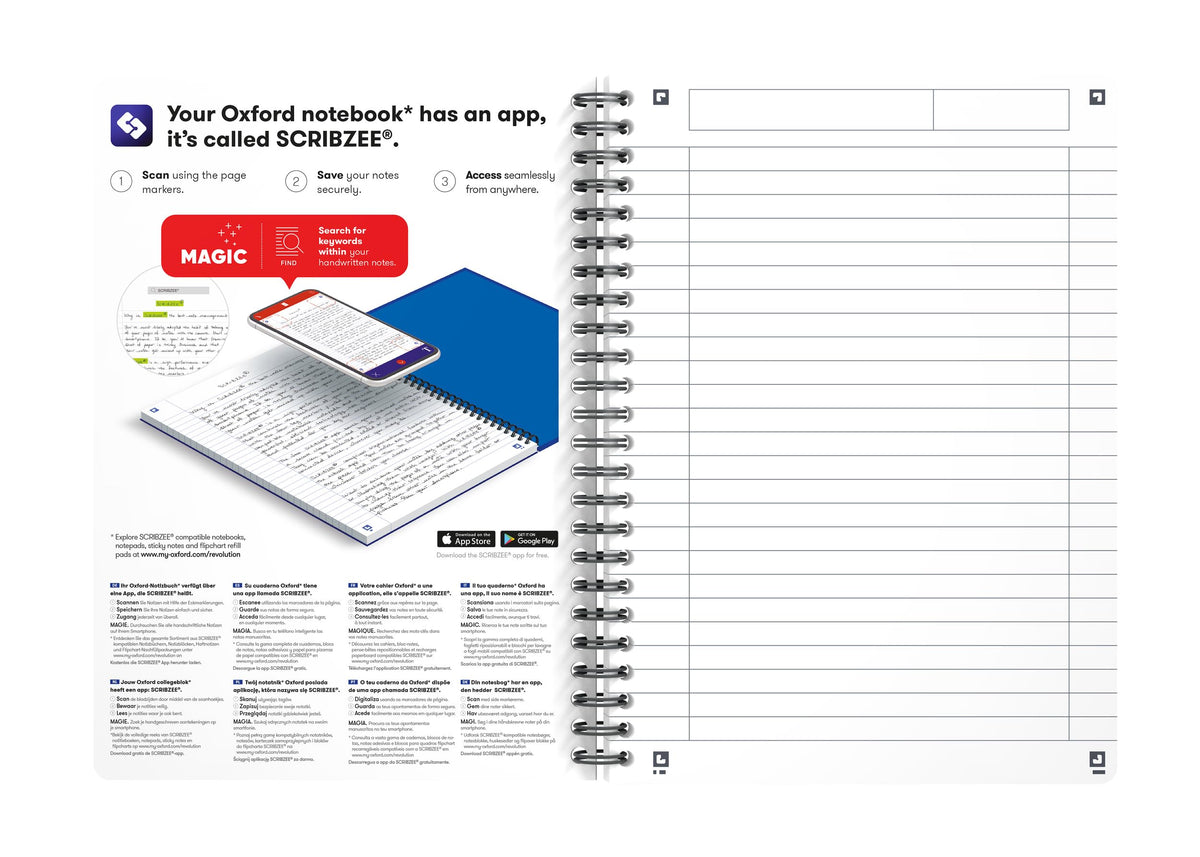 Oxford A5 Office Smart Card Cover Wirebound Notebook, Ruled with Margin, 180 Pages, Black