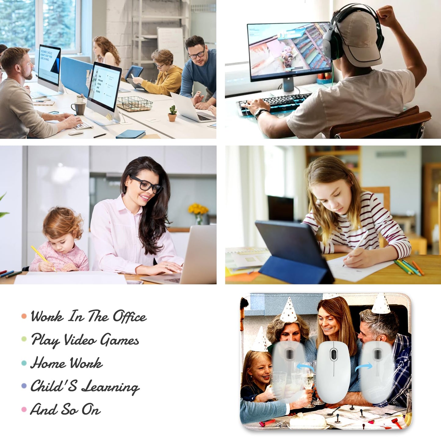 Custom Mouse Pad, Personalized Mouse Pad with Photo, Add Your Own Image/Text/Logo, Customized