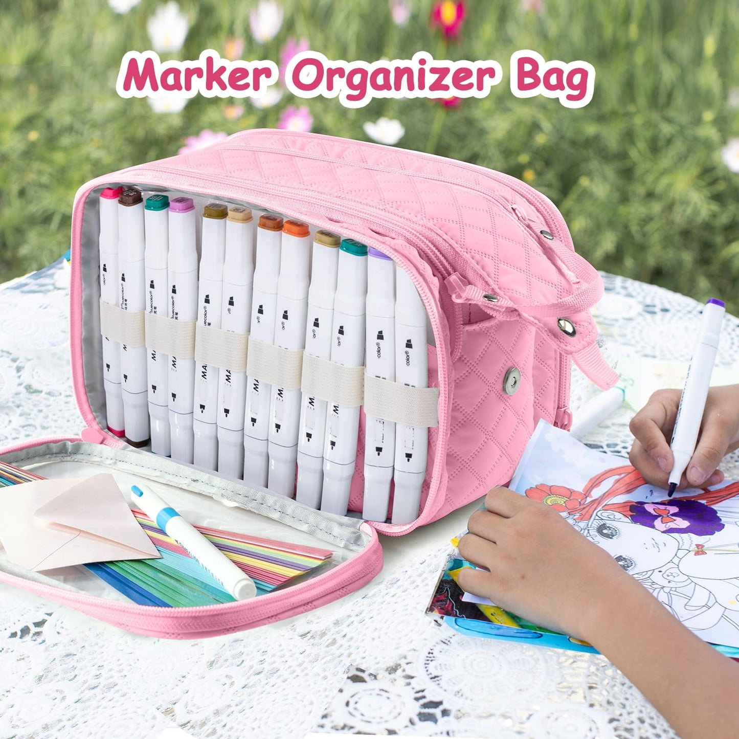 APOFFICE Marker Organizer Case – Holds 72-96Markers | Portable Art Marker Storage Bag with Clear