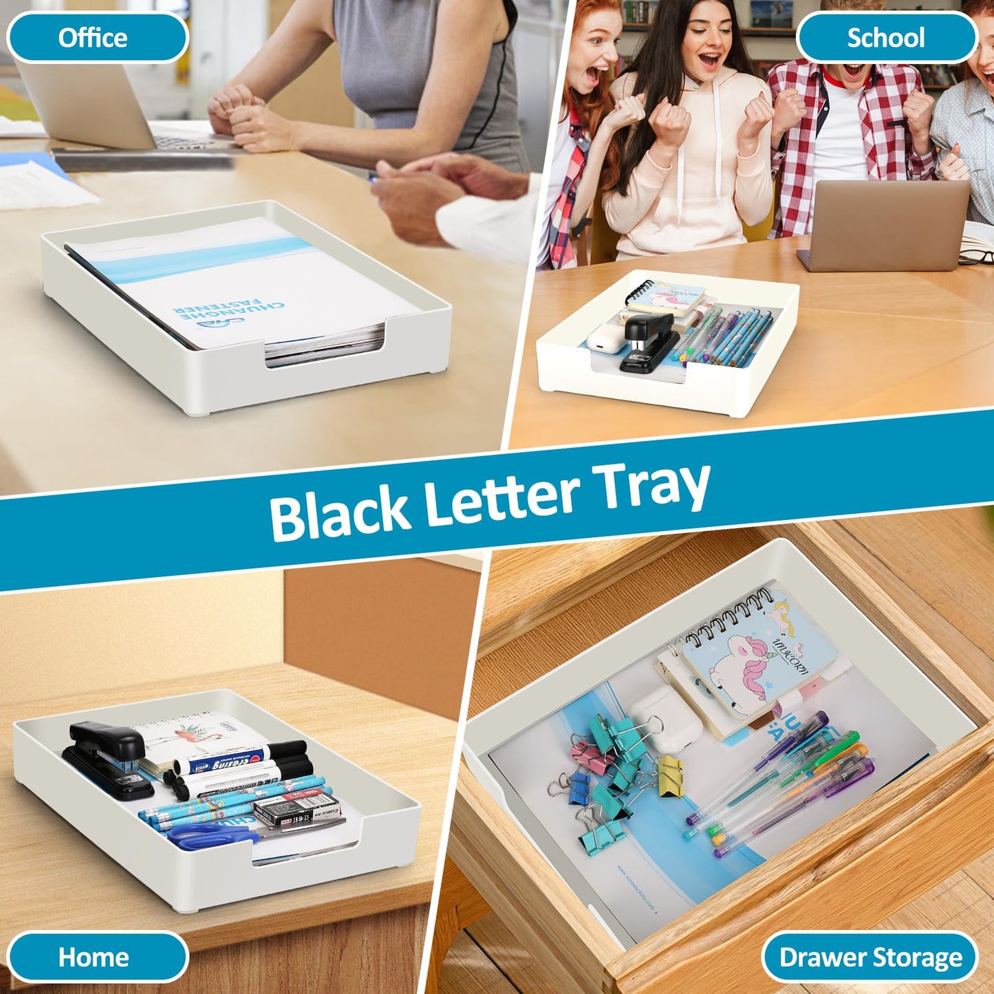 Paper Tray, 1-Pack Letter Tray, Desk Tray Organizer, Plastic A4 Letter-Size Printer Paper Holder
