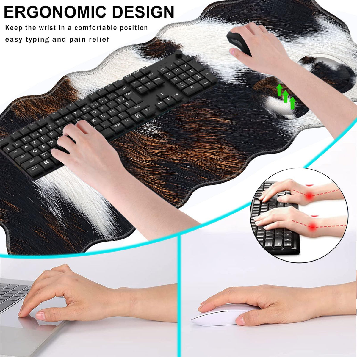 CICPLKSE Mouse Pad with Wrist Support + Desk Mat + Coaster 3 in 1 Set, XL Large Gaming Mousepad