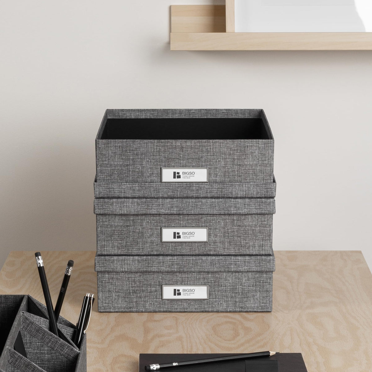 Bigso Oskar Canvas Fiberboard Document Letter Box for Important Paperwork A4 or Letter Size