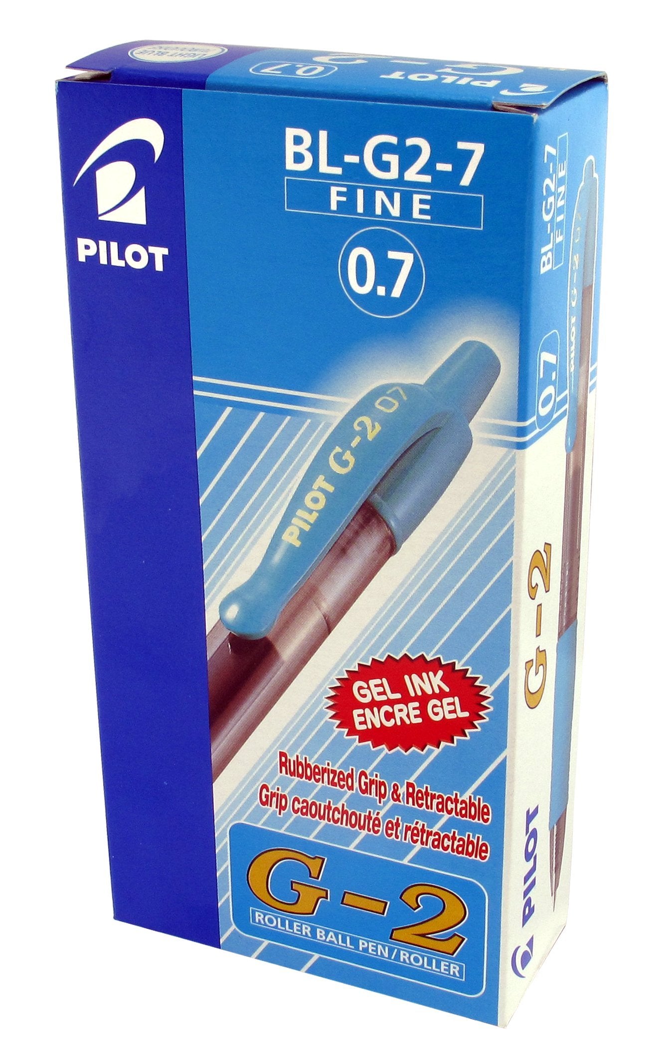 Pilot G207 Retractable Gel Rollerball 0.7 mm Tip, Light Blue, (Box of 12)