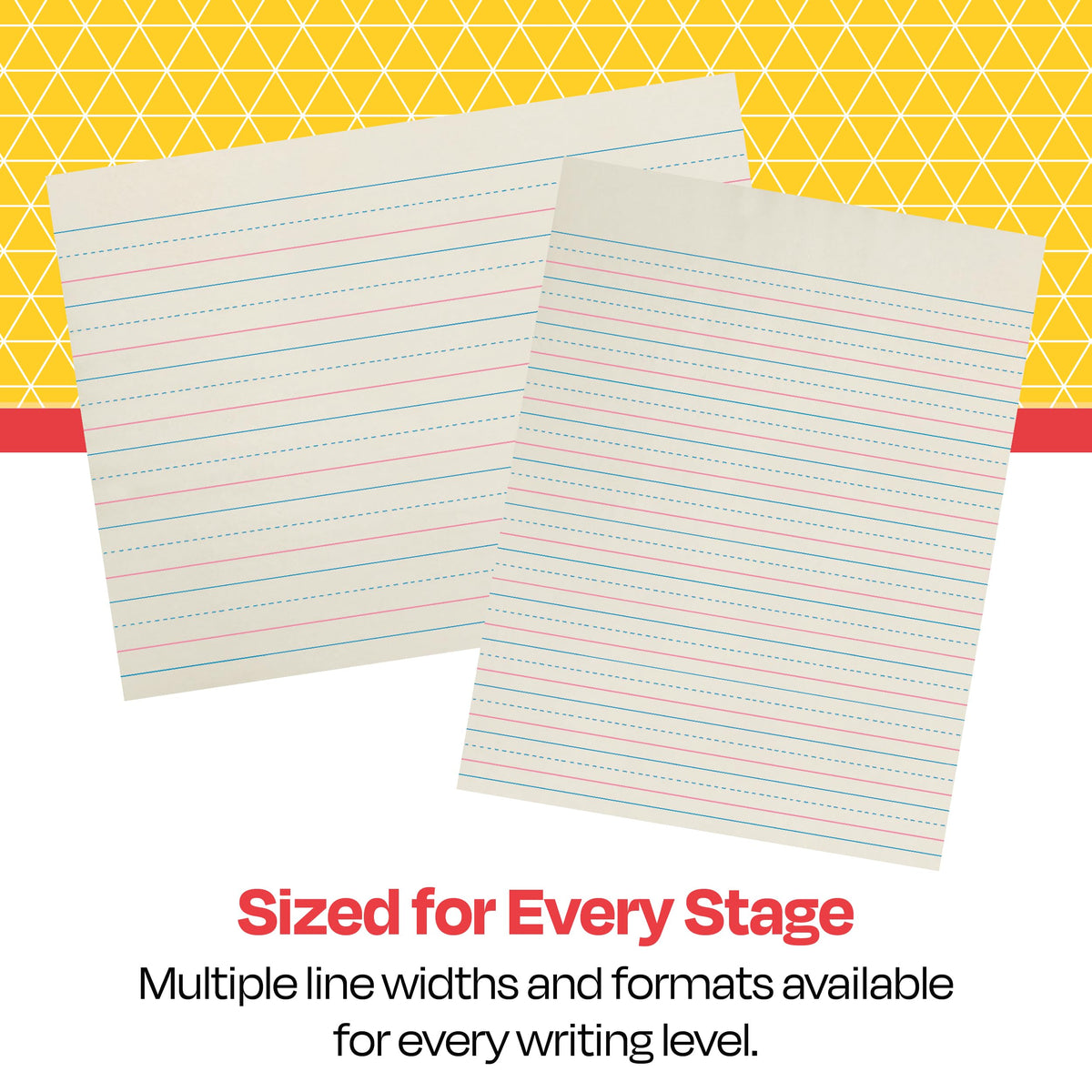 School Smart Zaner-Bloser Writing Paper, Handwriting Practice Lined Paper, Grade 1 Learning, 7/8