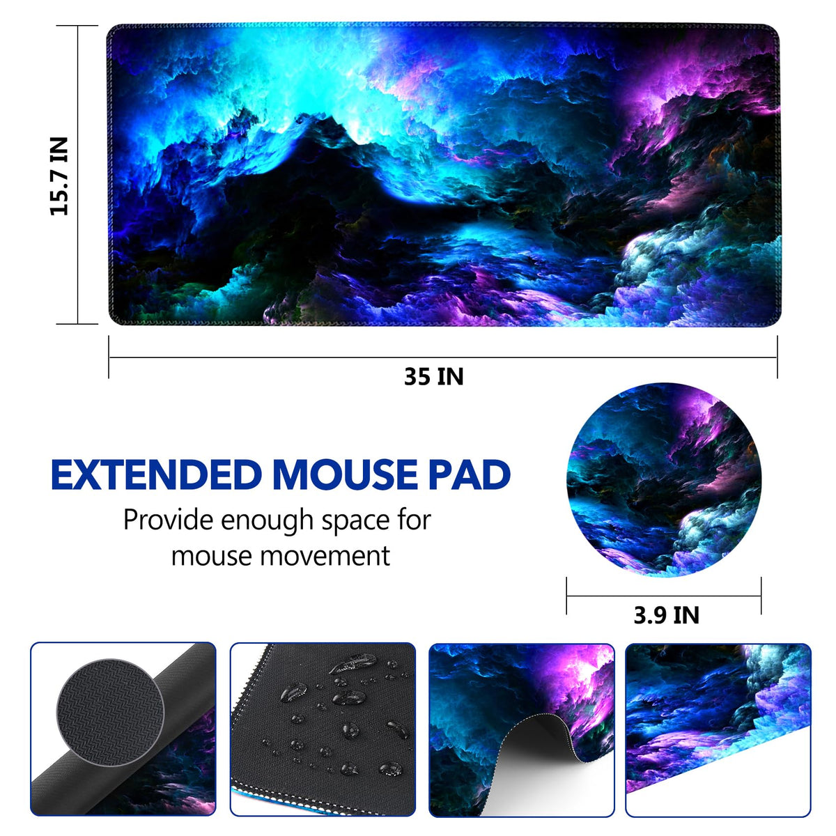 AIMSA Extended Gaming Mouse Pad Desk Mat, Large Mousepad with Stitched Edges (35x15.7 in), Keyboard