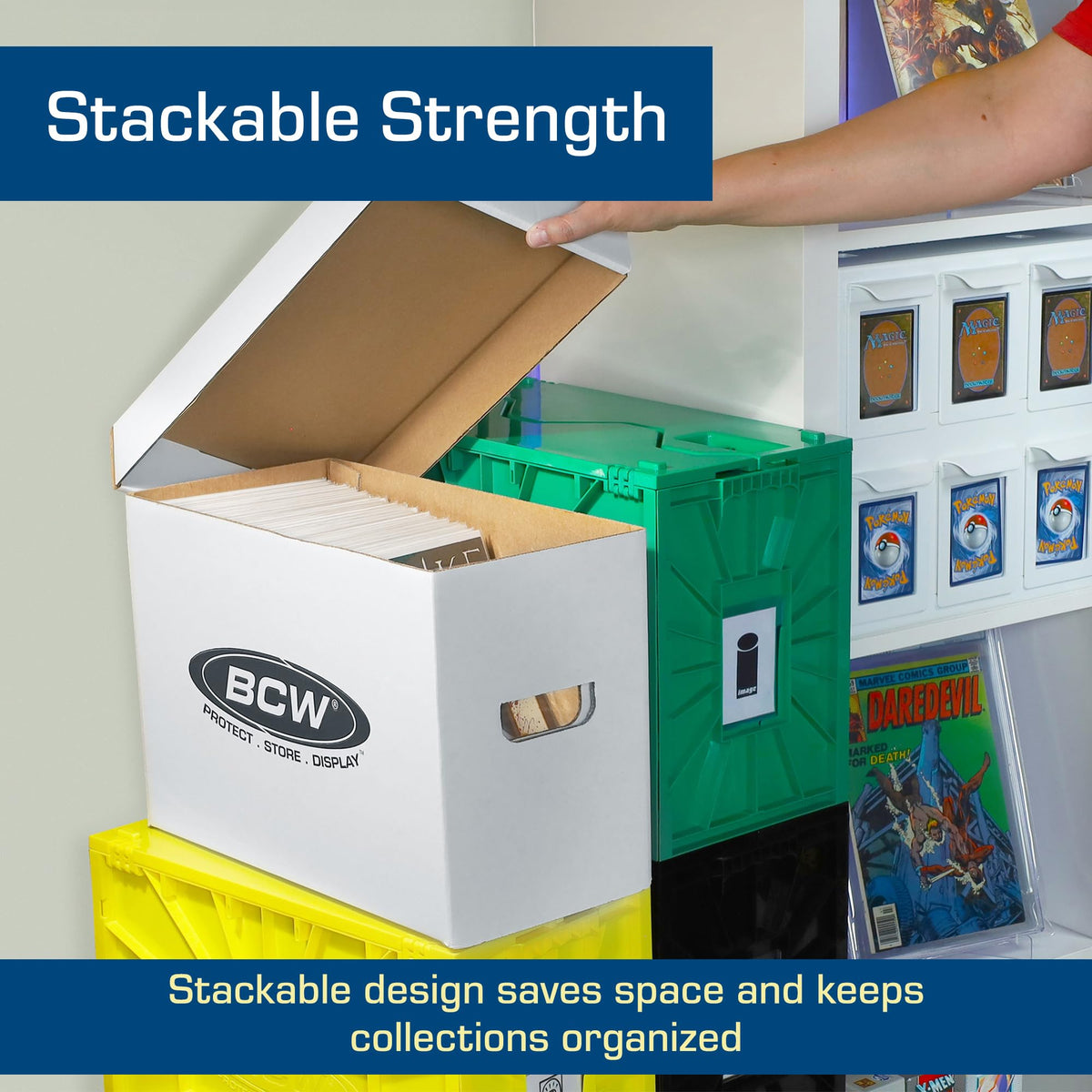 BCW Short Comic Storage Boxes, Holds 150-175 Comics Each, White, 3 Pack