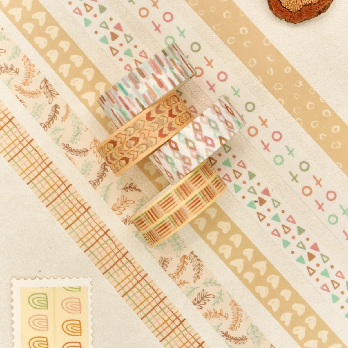 YUBX Boho Washi Tape Set 10 Rolls Cute Masking Graphic Floral Pattern Decorative Tapes for Arts