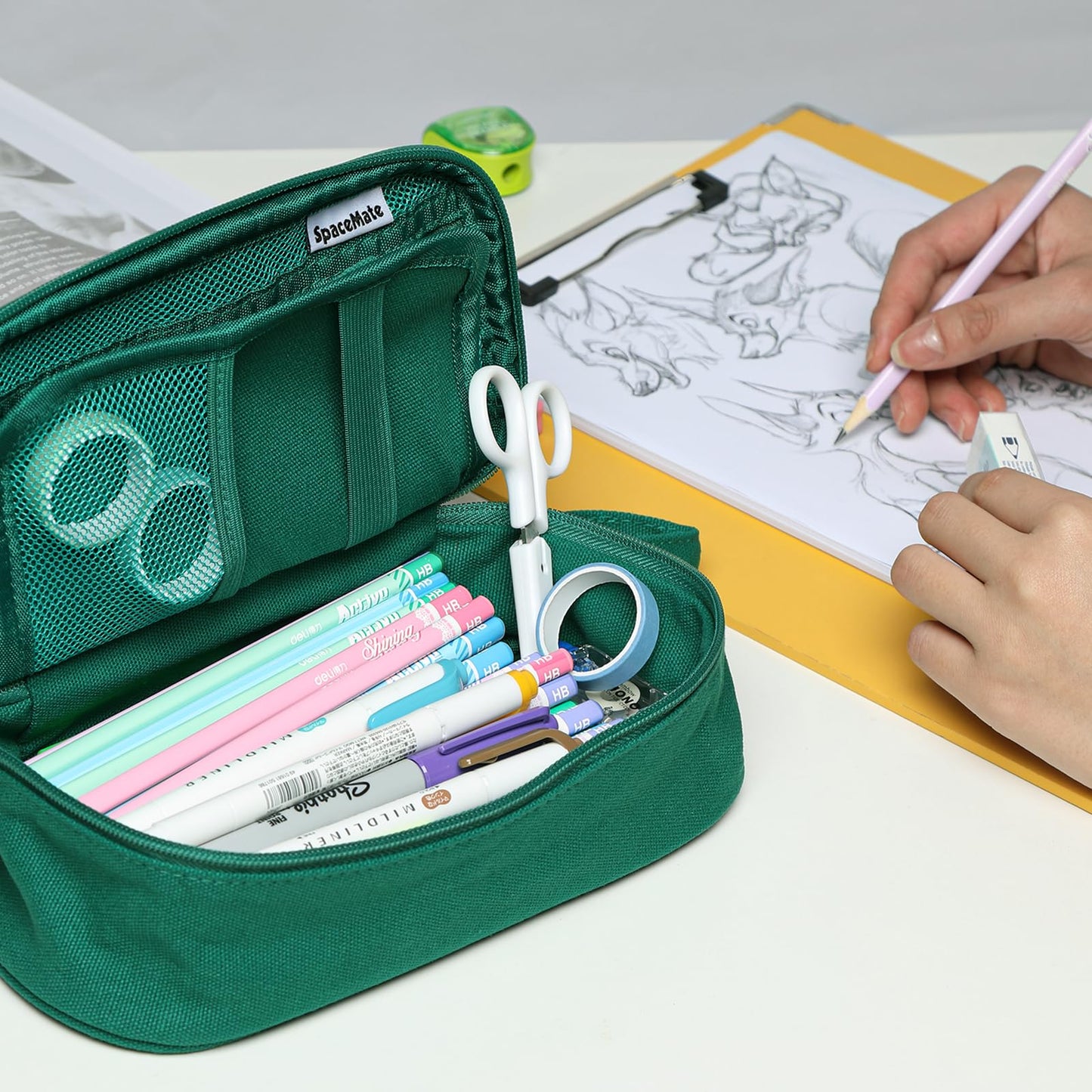 SPACEMATE Large Pencil Case Pouch, Zipper Pencil Box for Kids, Girls & Boys