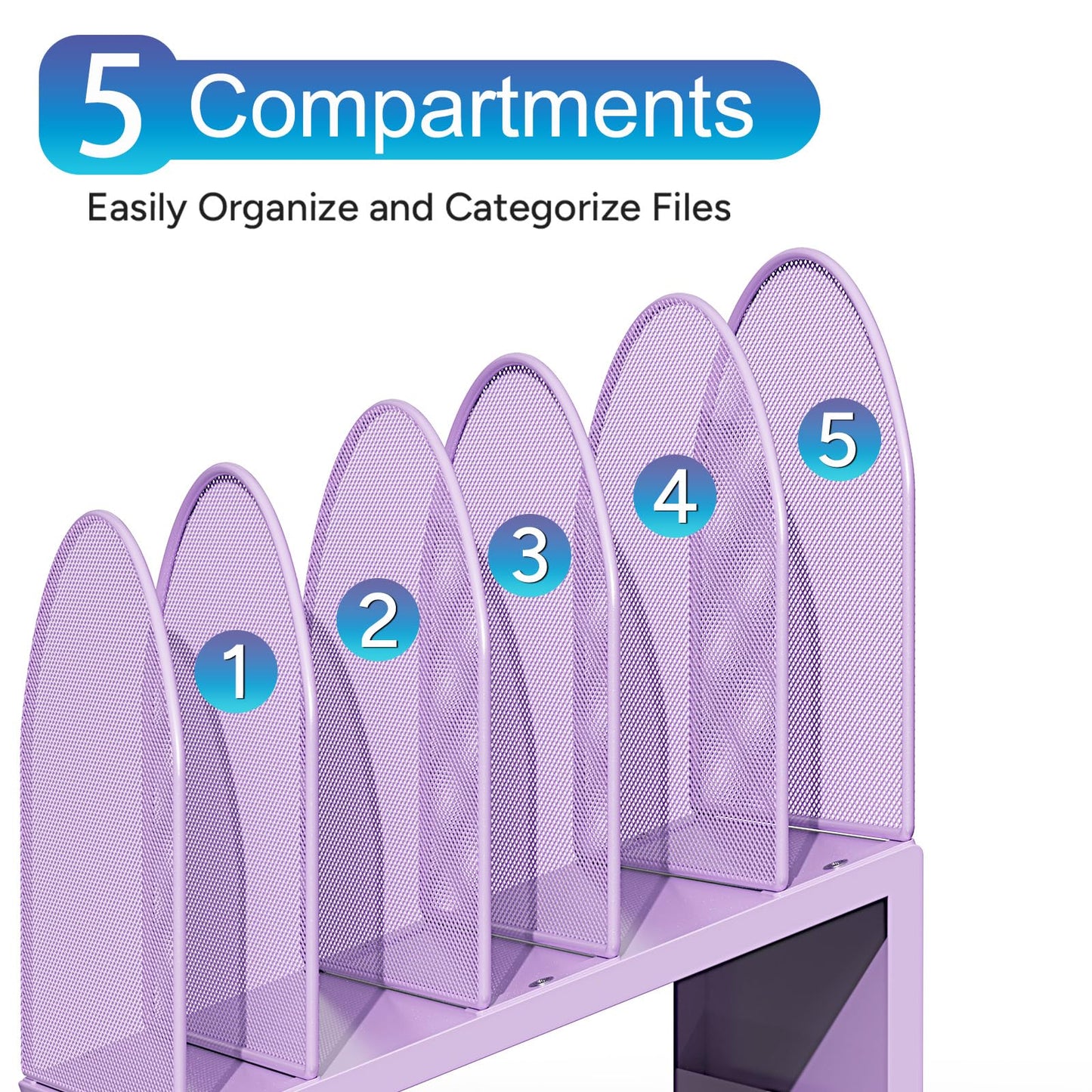 gianotter Desktop File Organizer with 5 Compartments