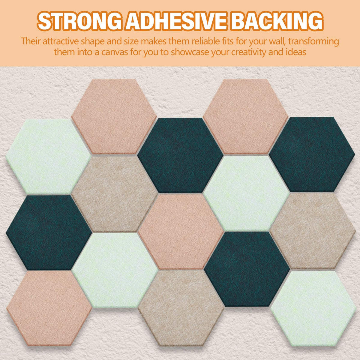 6.7 x 5.9 in 16 Pcs Hexagon Cork Board Tiles, Felt Pin Boards, Green