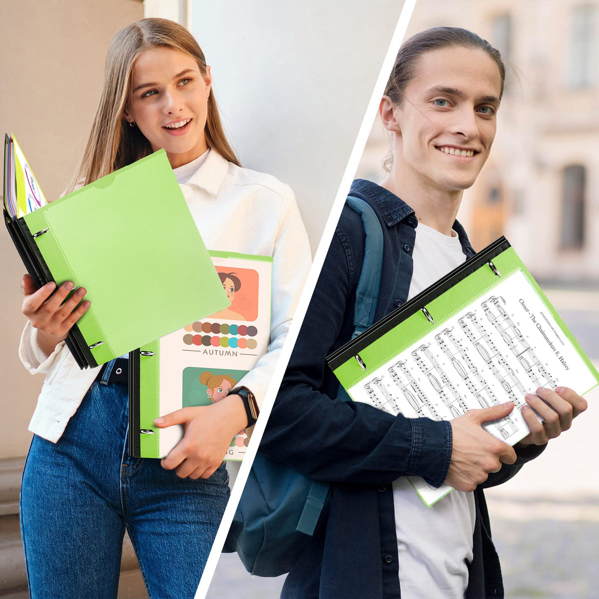 WOT I 2-Pack Telescoping 3 Ring Binder Notebooks, Green