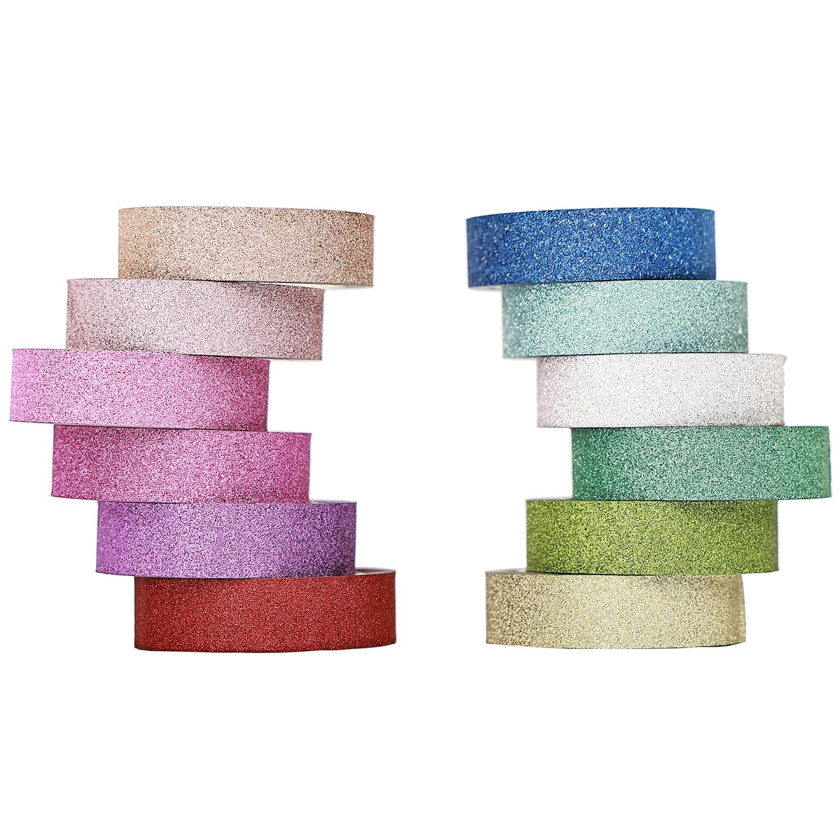 YUKUNTANG Glitter Washi Tape Set, 12 Rolls, 15mm x 66 Yards, Metallic Foil Sparkle Decorative Craft