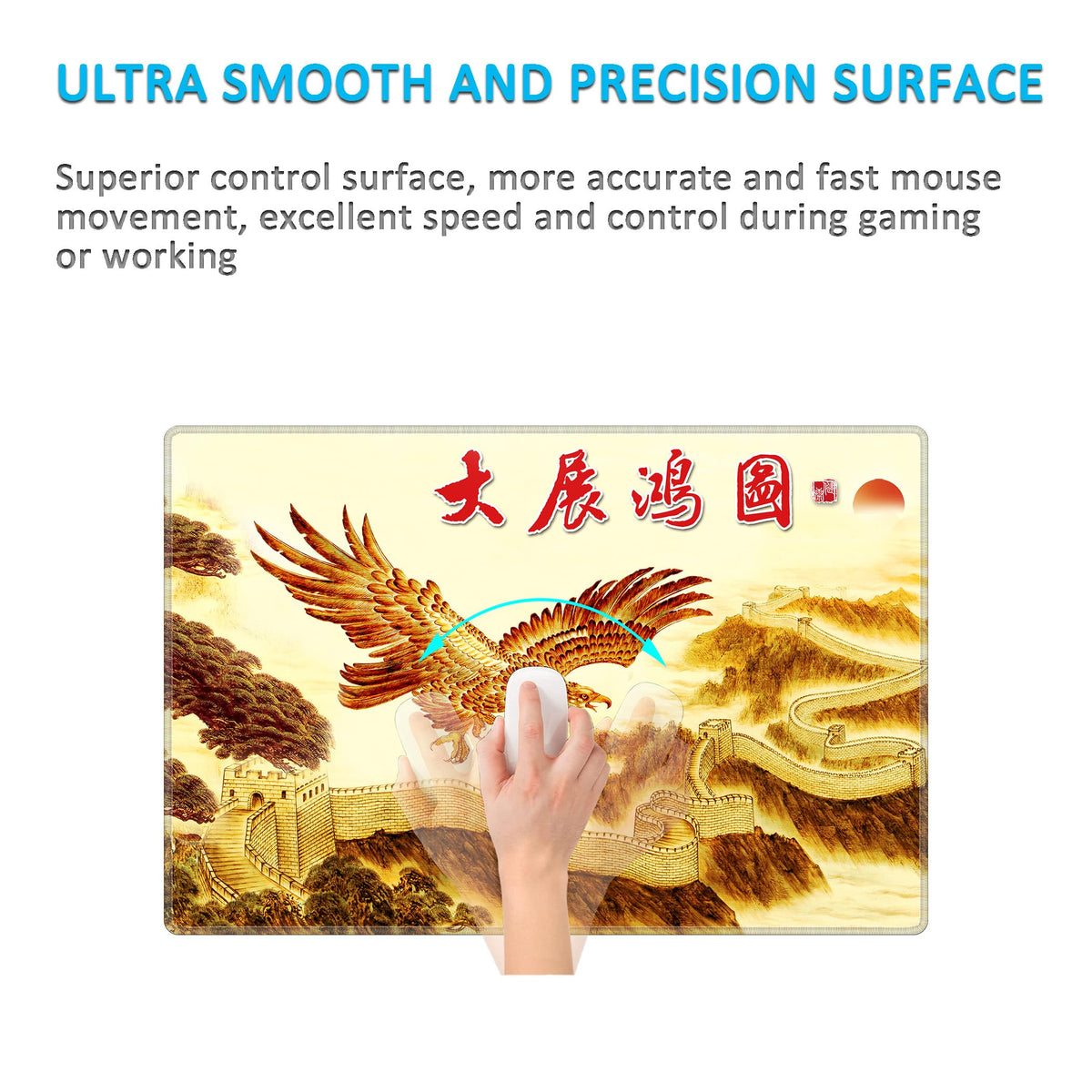 LL-COEUR XXL Landscape Gaming Mouse Pad Computer Keyboard Mat Office Desk Pad (Eagle, 23.6" x 15.7"