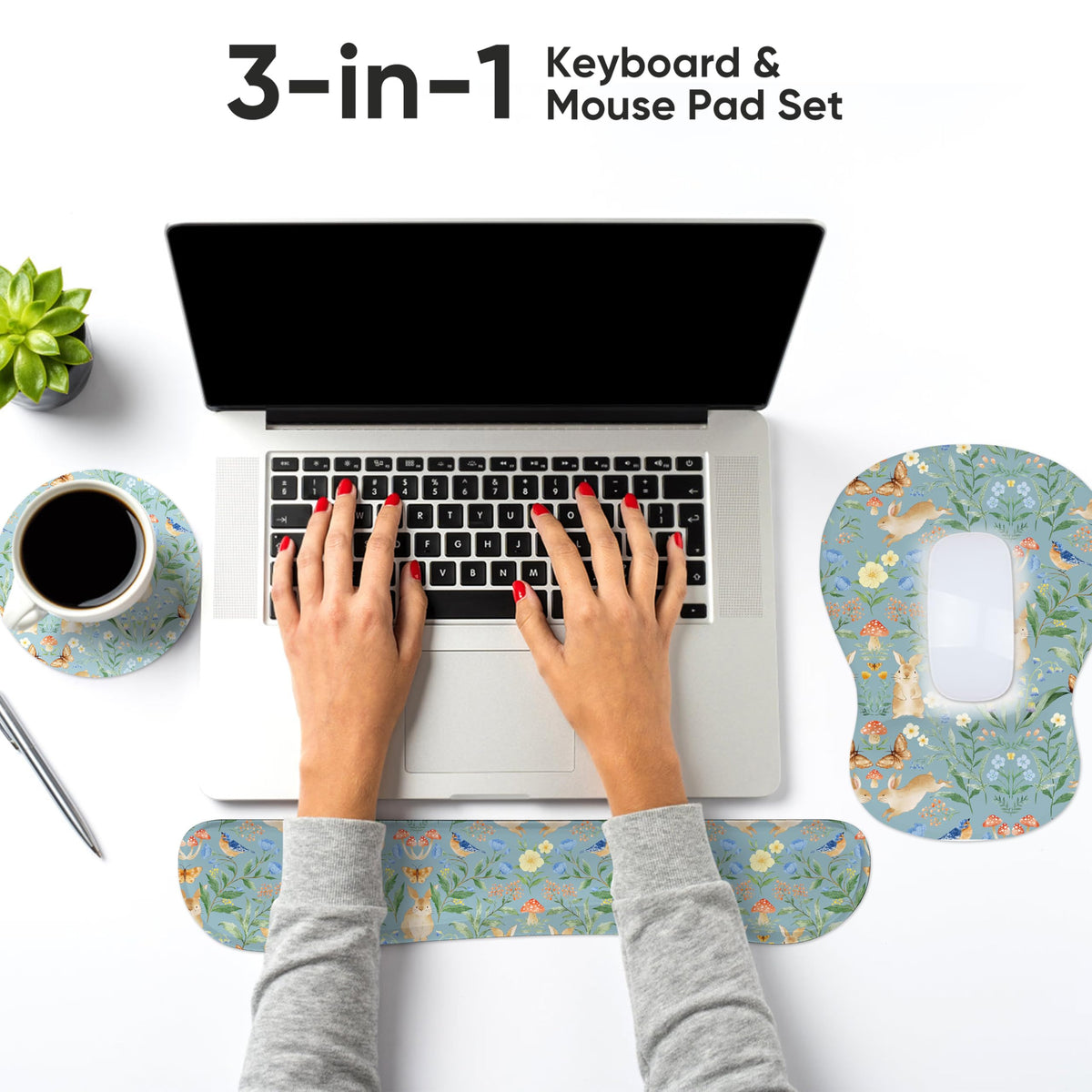 WINTOJO Mouse Pad Wrist Rest Support Keyboard Set Circle Coaster Gaming Mouse Pad Ergonomic Gel