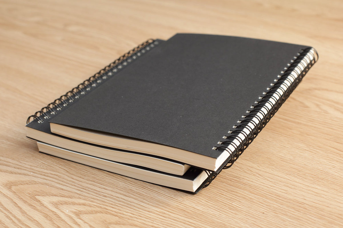 TWONE 3 Packs Soft Cover Notebook with Lined Paper Black Spiral Notebooks with 100 Ruled Pages 50