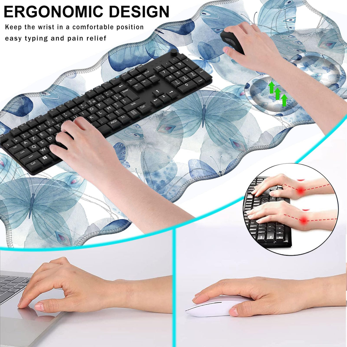 CICPLKSE Mouse Pad with Wrist Support + Desk Mat + Coaster 3 in 1 Set, XL Large Gaming Mousepad