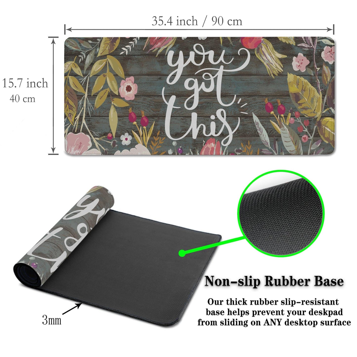 Samgula Computer Mats Floral Work Desk Mat Gaming Mouse Pad Large Mousepads Table Extender