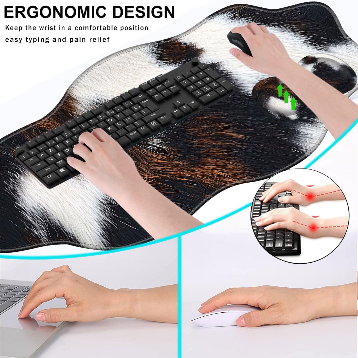 CICPLKSE Mouse Pad with Wrist Support + Desk Mat + Coaster 3 in 1 Set, XXL Large Gaming Mousepad