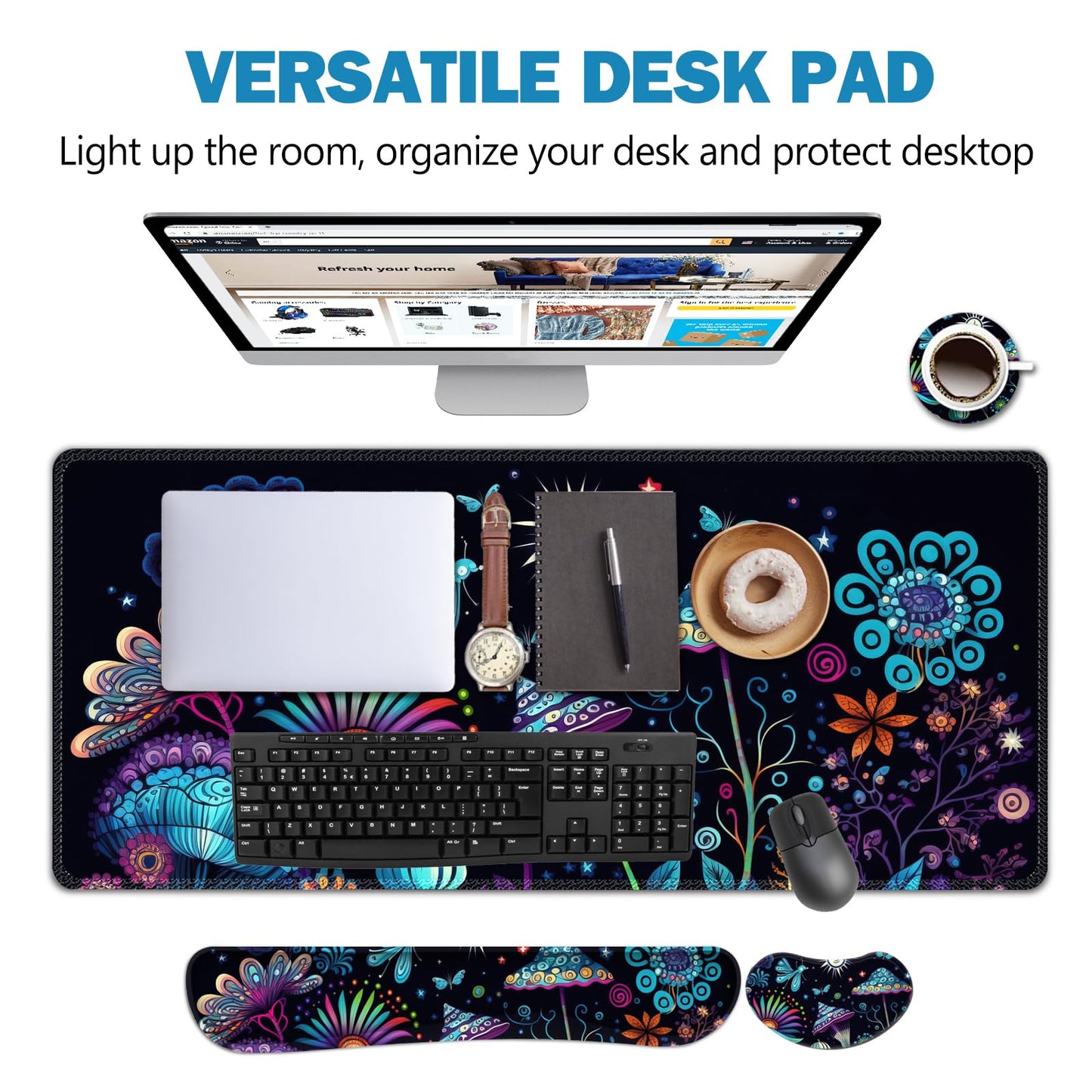 AIMSA Large Gaming Mouse Pad Set, Keyboard Wrist Rest Support+ Extended Mousepad+ Mouse Wrist