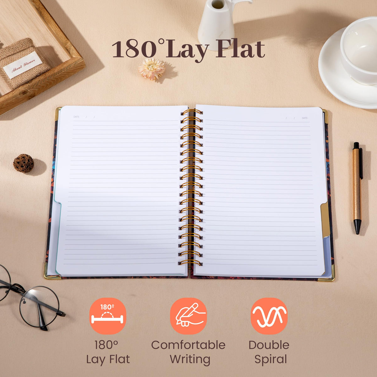Yoment Hardcover Spiral Notebooks for Work 240 Pages Notebook with Dividers