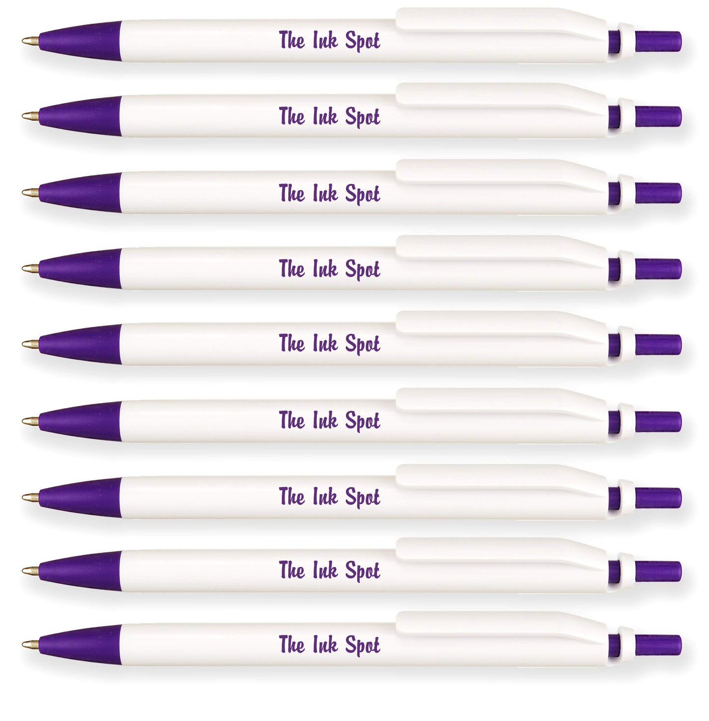 100 Excel Classic Click Personalized Custom Printed Pens - Purple Trim