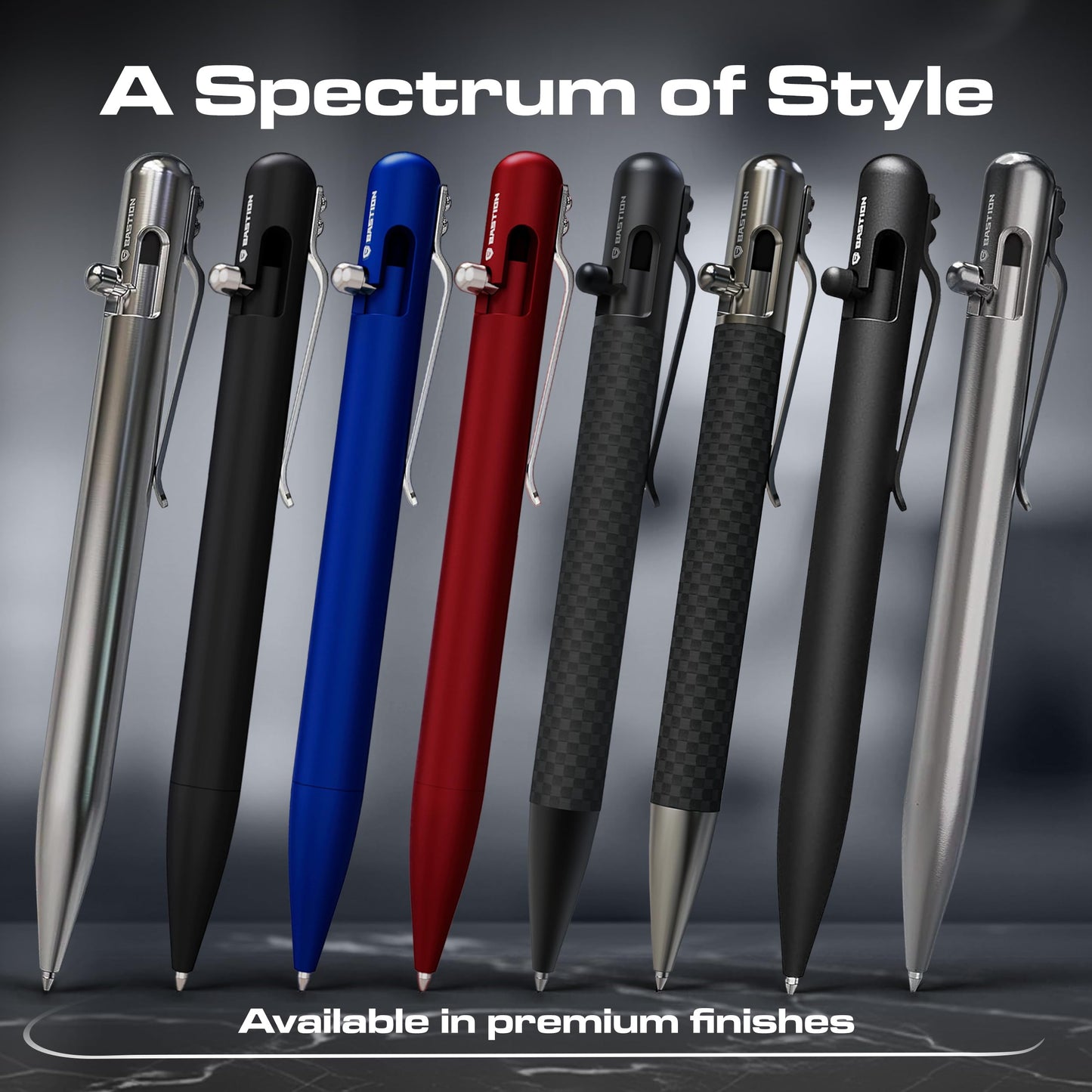 BASTION Bolt Action Pen, Titanium Silver, HyperBolt & ZeroSeam EDC Pen, Refillable Titanium Writing