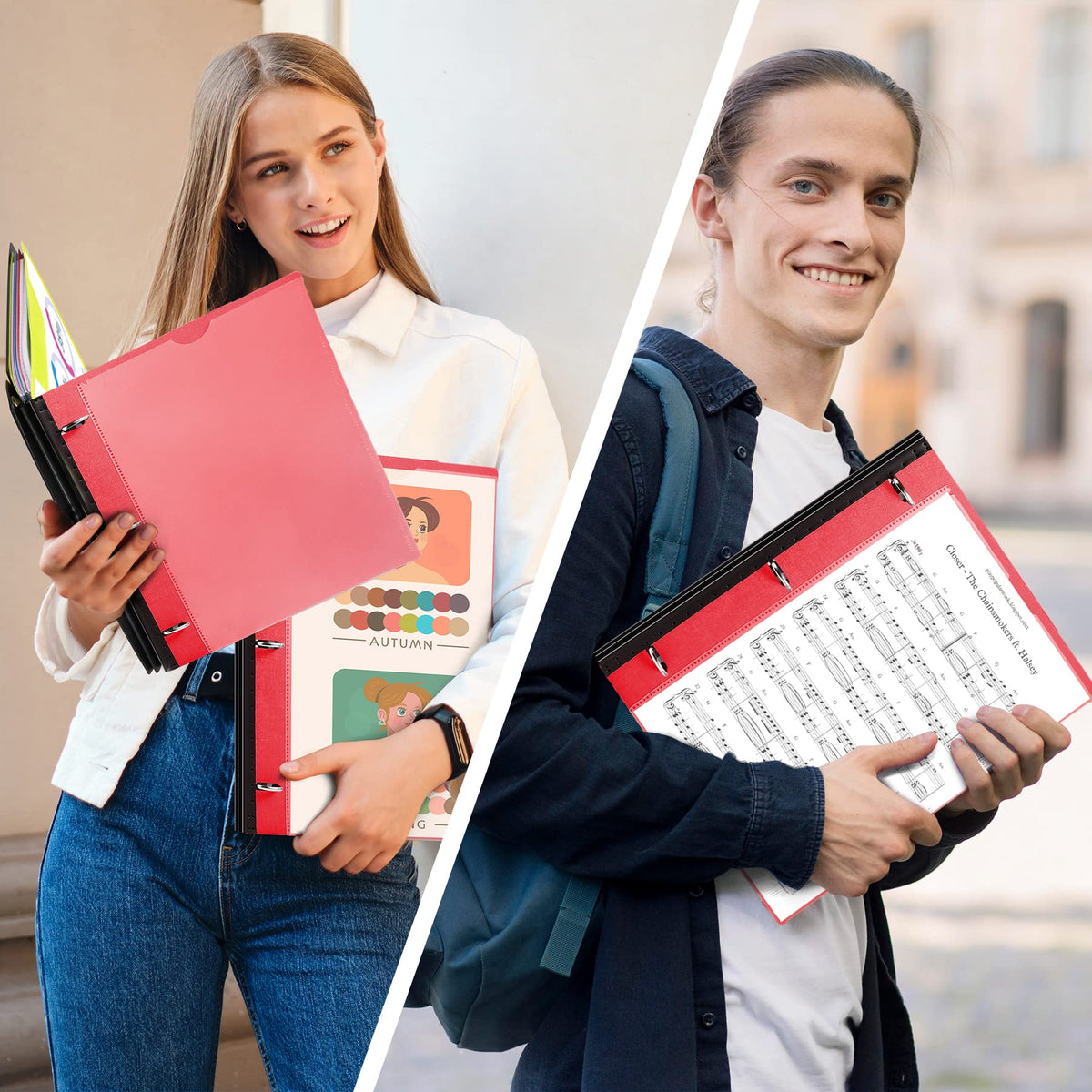 WOT I 2-Pack Telescoping 3 Ring Binder Notebooks, Red