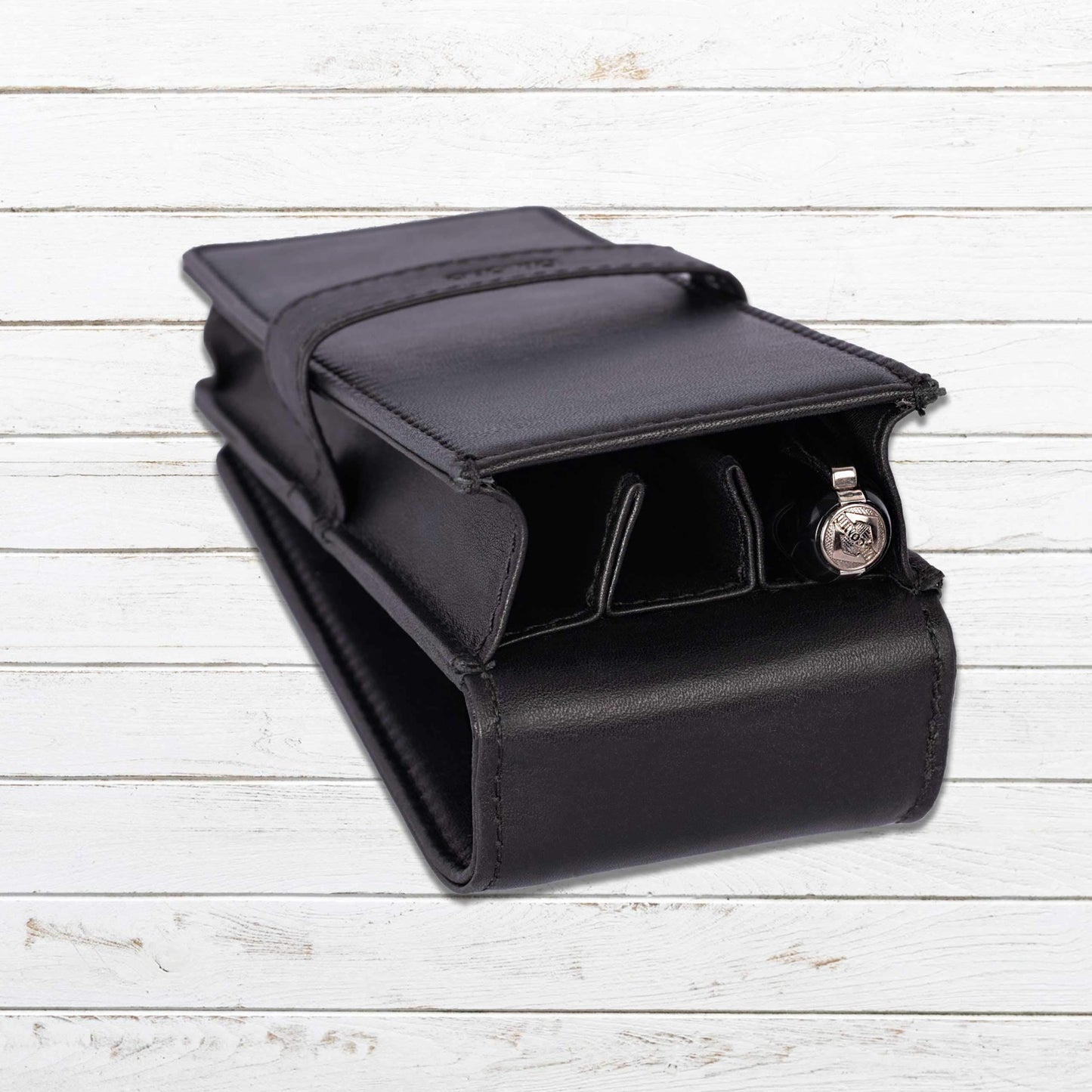 DiLoro Leather Triple Pen Case Pencil Pouch Holder for Three Fountain Ballpoint Rollerball Pens and