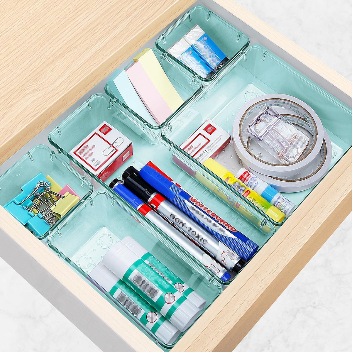 23 PCS Drawer Organizer Set, 5 Size Bathroom and kitchen organizer Trays