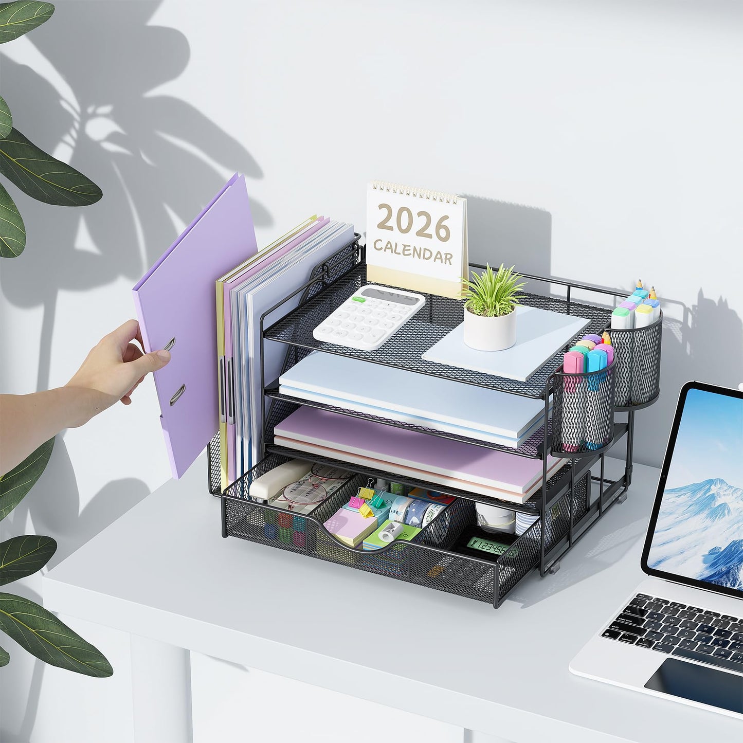 gianotter Metal Mesh Desk Organizers and Accessories with File Holder