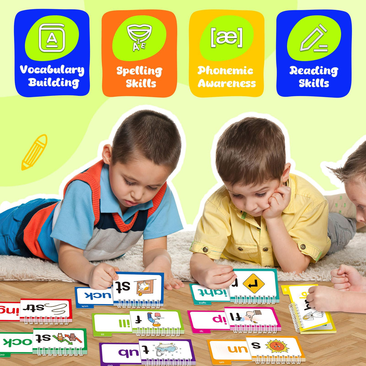Zazopup 30 Read and Rhyme Flip Books,Word Family Build Book,Learn to Read Phonics Flash Cards,Sight