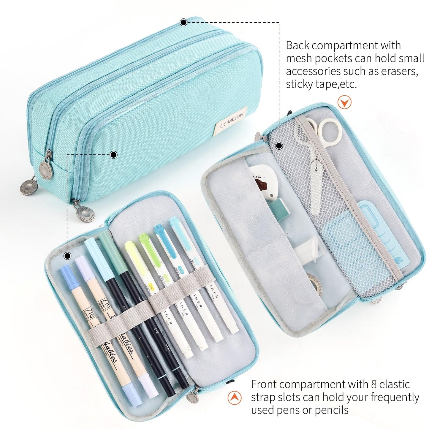 CICIMELON Pencil Case Large Capacity Pencil Pouch 3 Compartments Pencil Bag Gift for Students Girls
