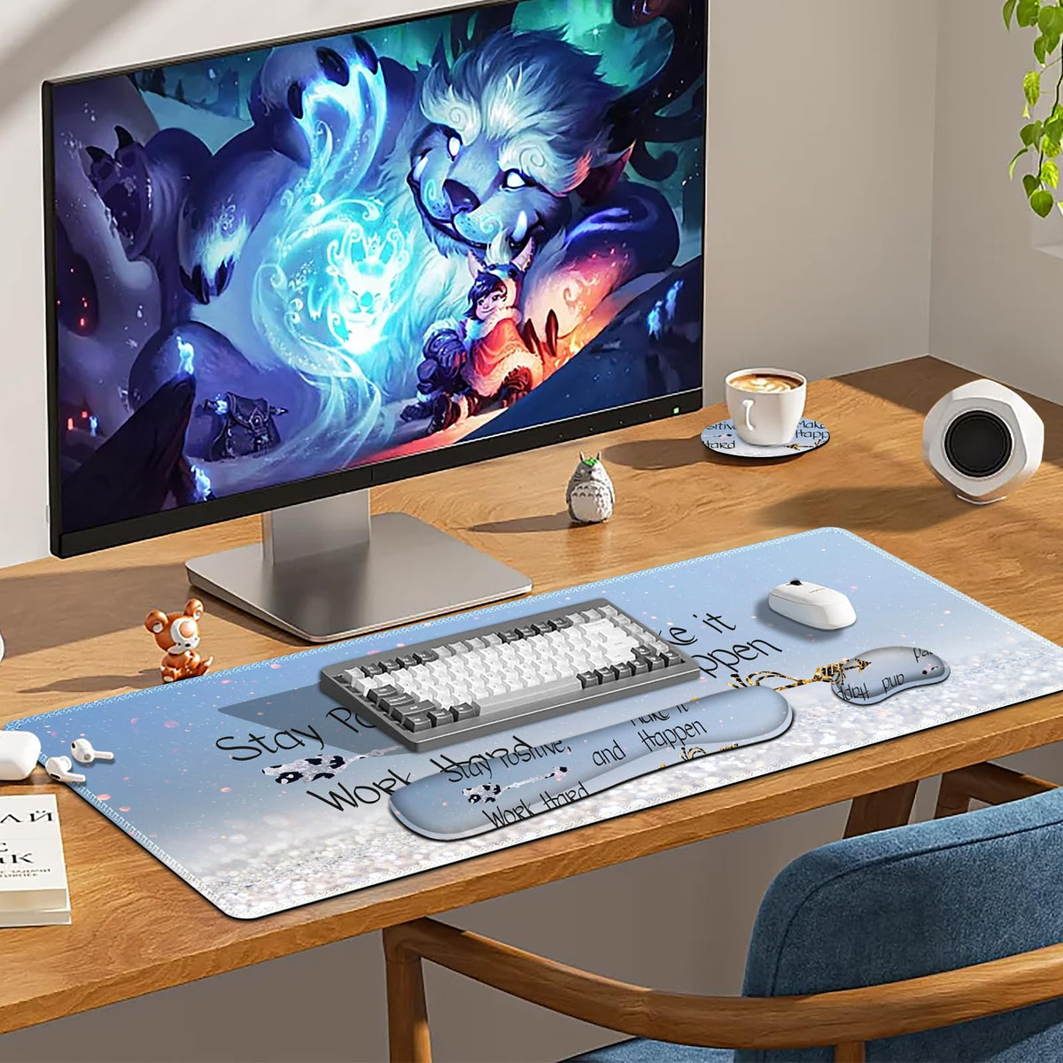 Lauspuck Desk Mat, Gaming Mouse Pad Wrist Rest Support Combo, XXL Large Mousepad + Keyboard Wrist