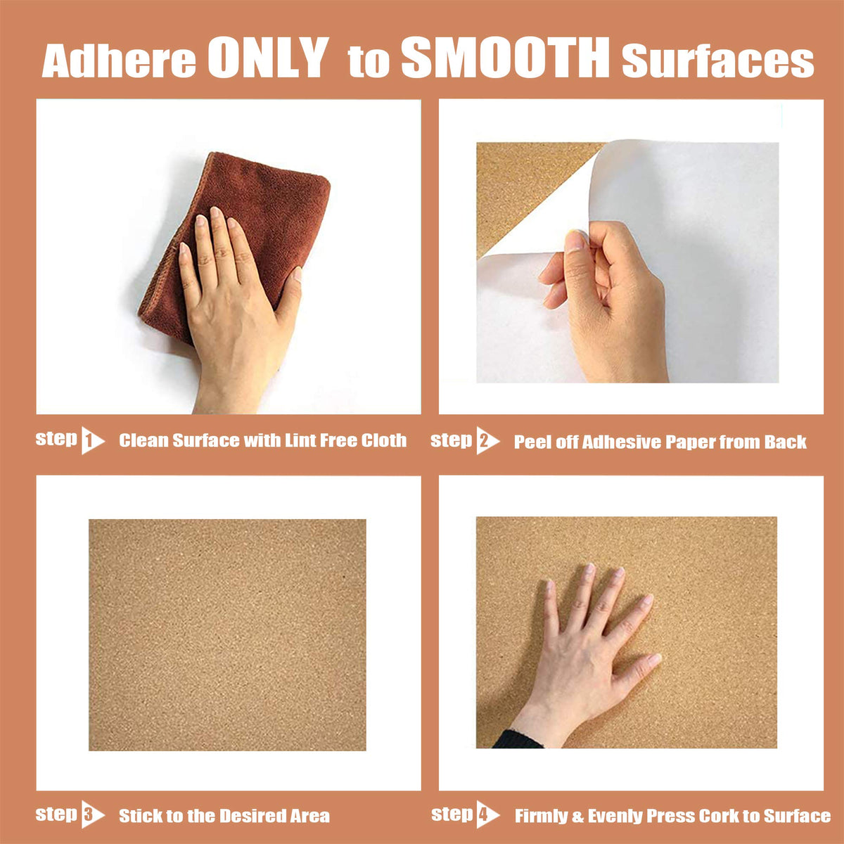 SUNGIFT Cork Board 12"x12" - 1/2 Inch Thick Self-Adhesive Tiles, 6 Pack