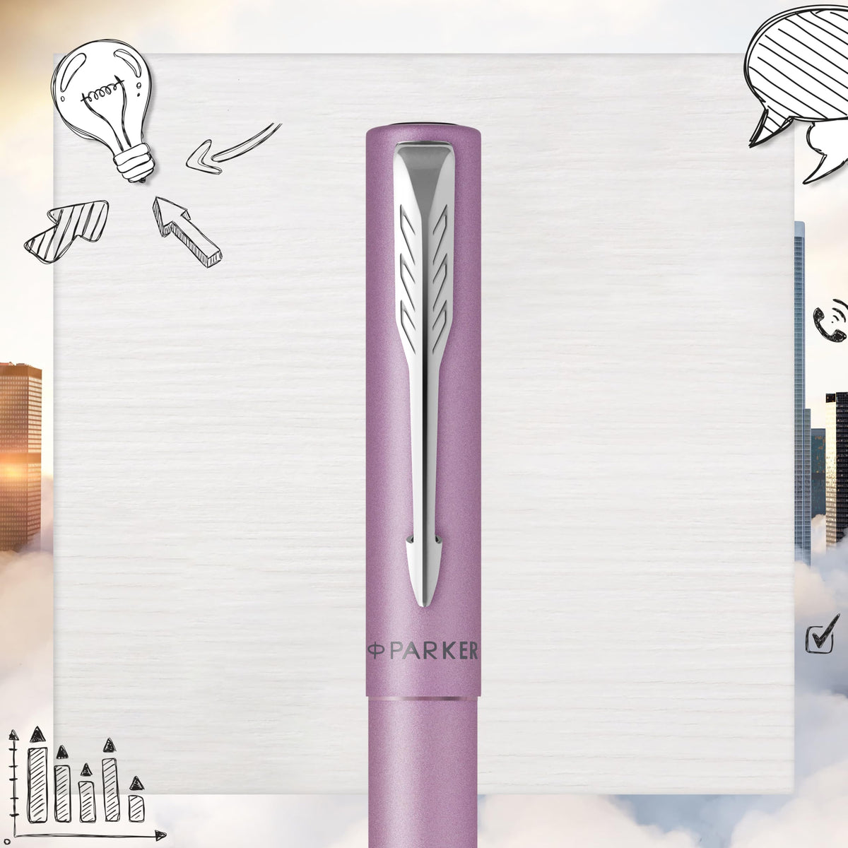 PARKER Vector XL Rollerball Pen | Metallic Lilac Lacquer on Brass | Fine Point with Black Ink