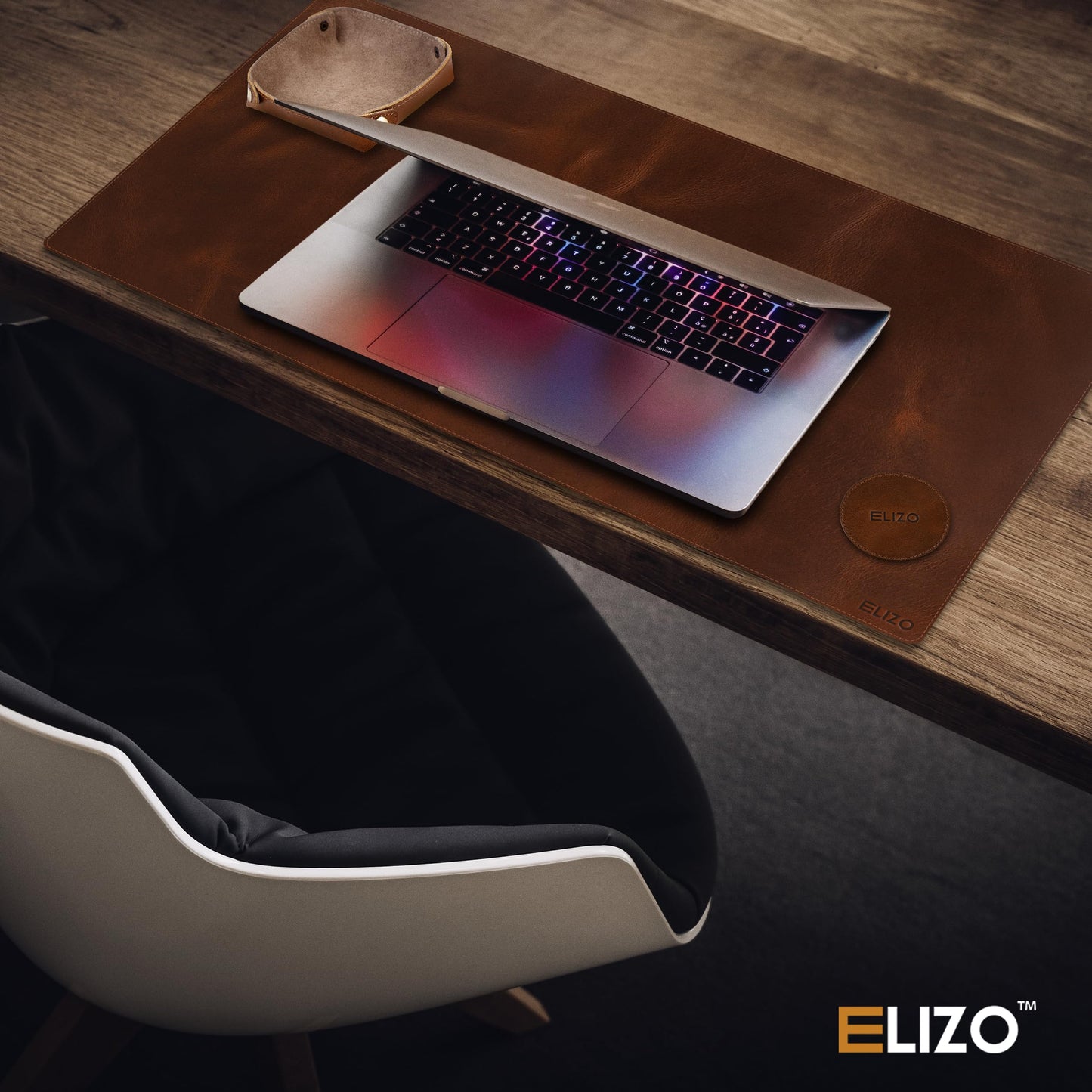 ELIZO Leather Desk Pad Set Real Leather Desk Mat Thick (3mm) Double Layer (32x16) Cover Blotter