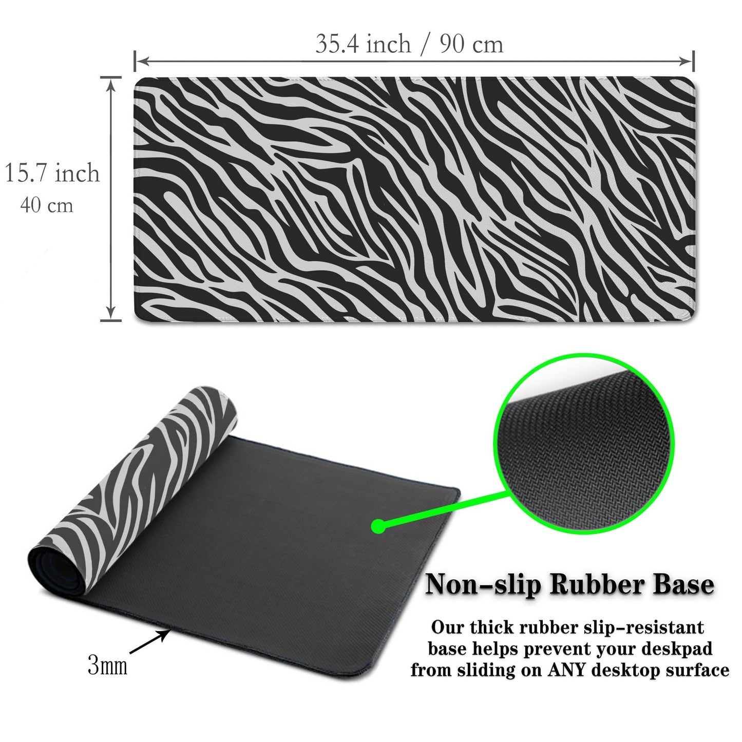 Samgula Desk Mouse Pad Black and White, Gaming Pad Big Mouse Pads, Ga Mouse Pad Non-Slip Rubber