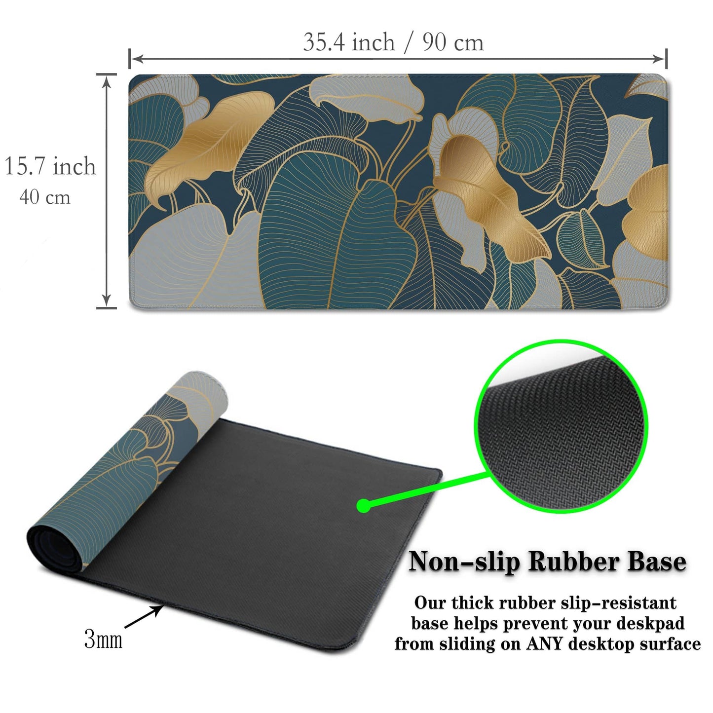 Samgula Mouse Pad for Women Gold Blue Desktop Pad Gaming Mouse Pads Large Mousepad Office Pad