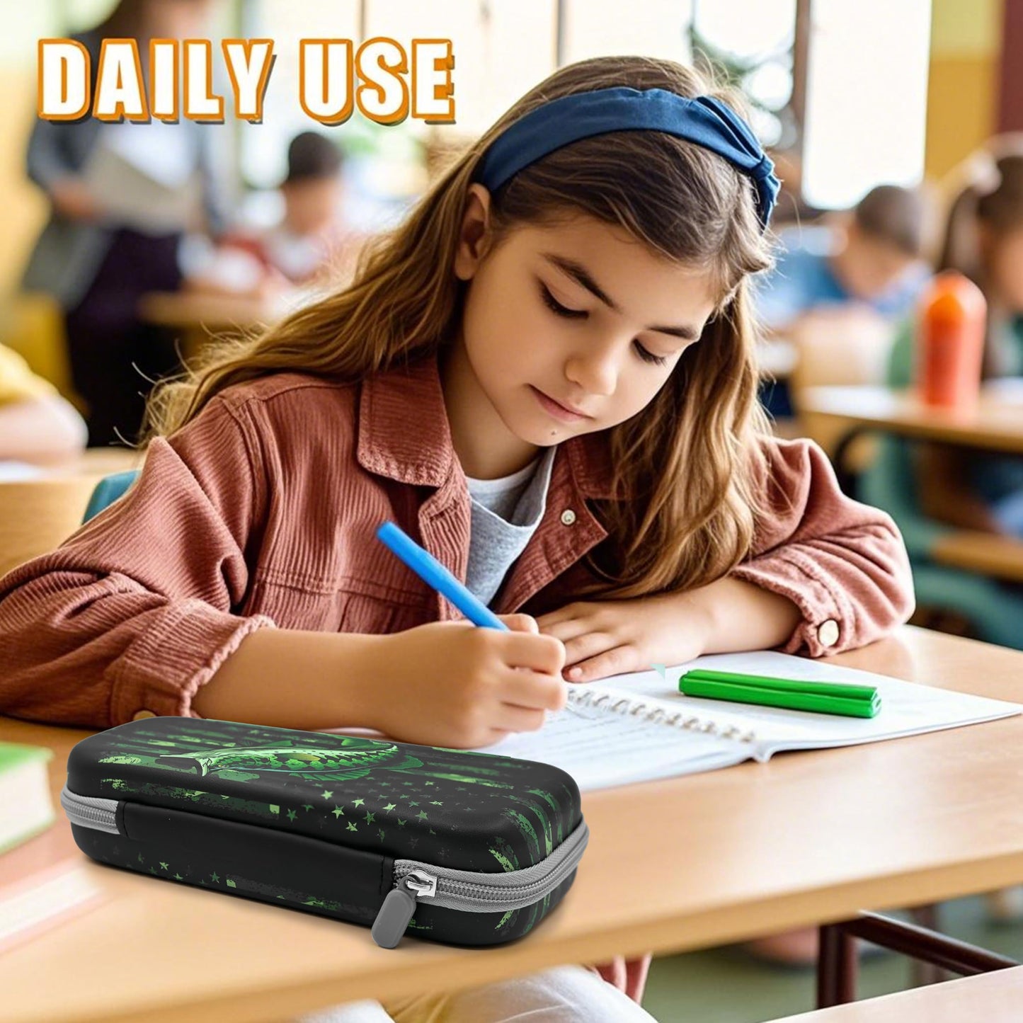 WtallasiSei Camo Fish Pencil Case Zip Pencil Box Multi Pouch Holder Desk Organizer For Boys Girls