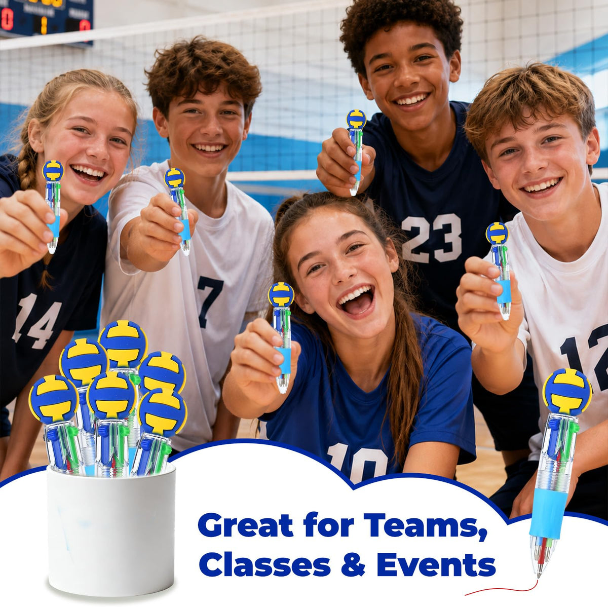 Zhirlyn Volleyball Party Favors Volleyball Pens Mini Multicolor Pen in One Cute Fun 4-in-1 Pens